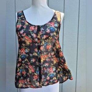 5/$20 Floral Sleeveless Top Black Sheer Tank Top